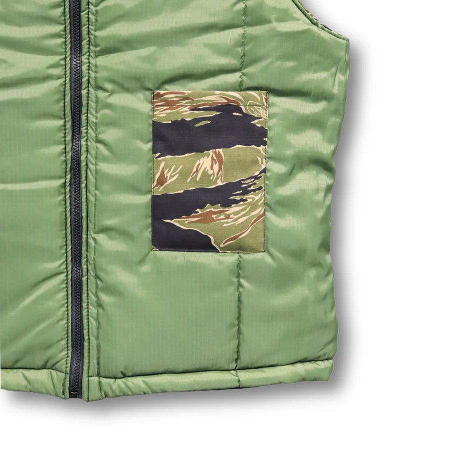 Tiger Stripe Cotton Ripstop Vest With Quilted Lining