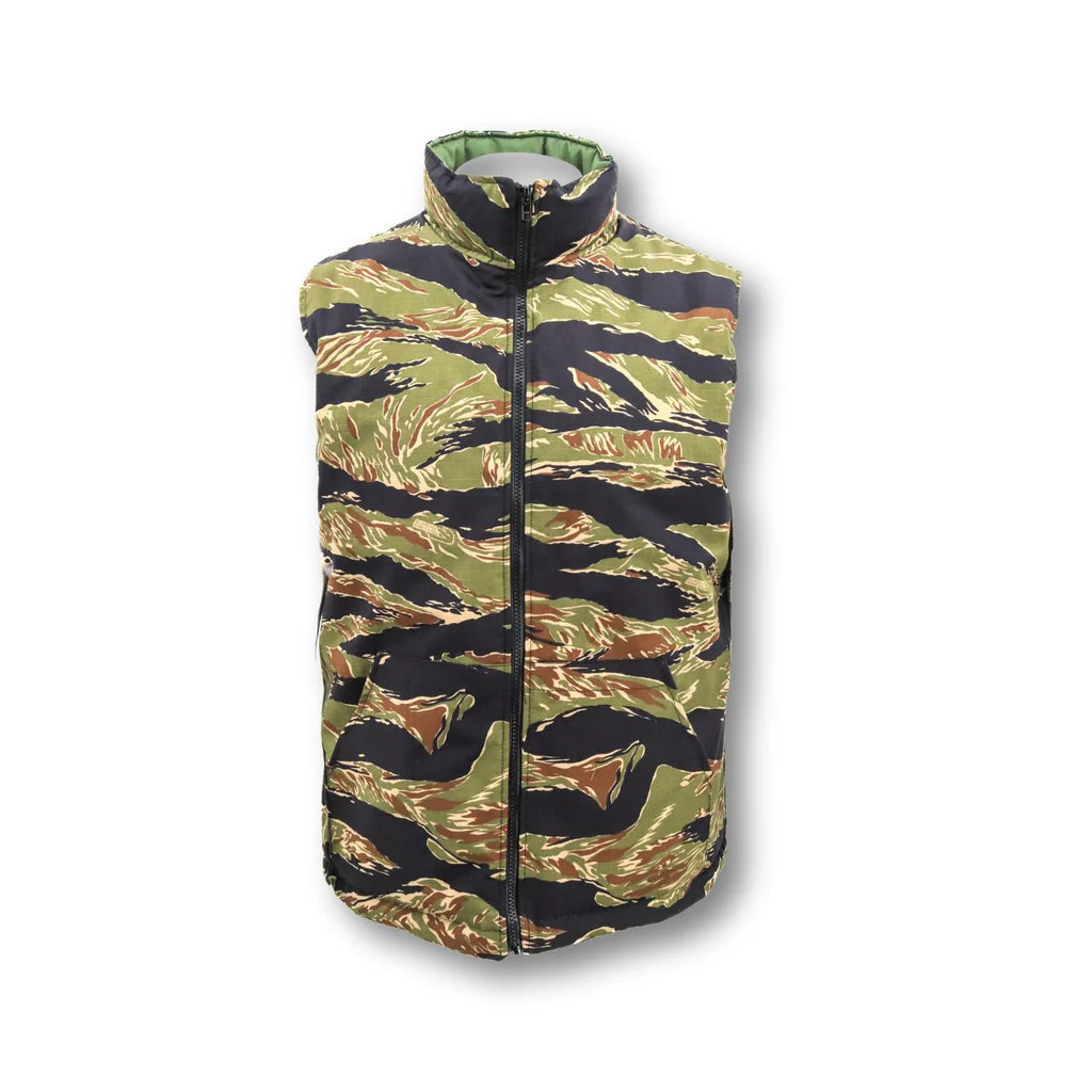 Tiger Stripe Cotton Ripstop Vest With Quilted Lining